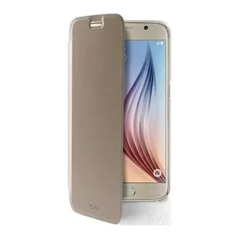 Pouzdro na mobilní telefon Puro flipové pouzdro pro Samsung Galaxy S6 s přihrádkou na kartu, zlatá