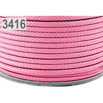 Příze Oděvní šňůra PES Ø2 mm, barva 3416 růžová světlá
