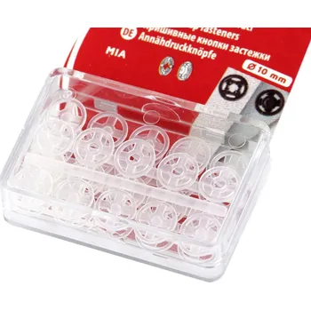 Plastové patentky / stiskací knoflíky Ø7-15 mm, barva 4 (10 mm) transparent