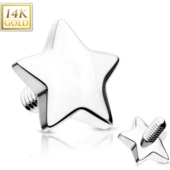 Piercing Šperky4U Zlatý piercing - dermál hvězdička 4 mm, Au 585/1000 - ZL01048-04-WG