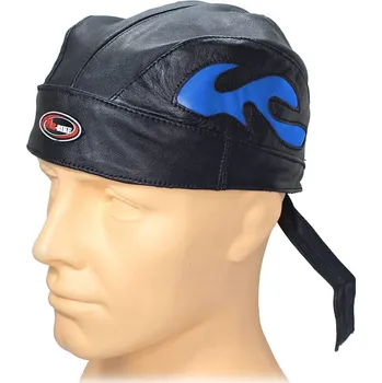 Šátek Moto šátek kožený černý - modrý plamen