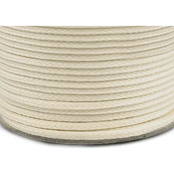 Příze Oděvní šňůra PES Ø4 mm, barva 7302 béžovobílá