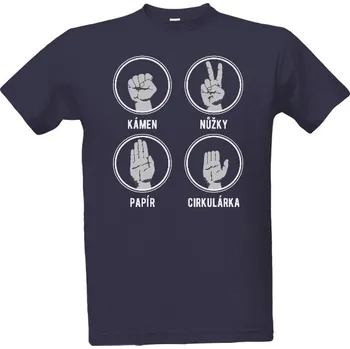 Tričko s potiskem Kámen - nůžky - papír - cirkulárka pánské