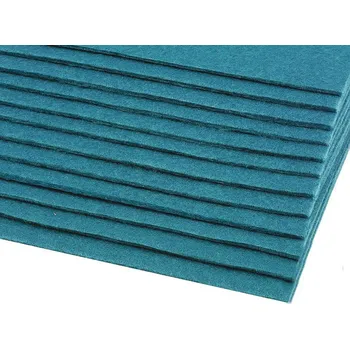 Výtvárné potřeby Látková dekorativní plsť / filc 20x30 cm, barva 13 (F74) modrá tyrkys