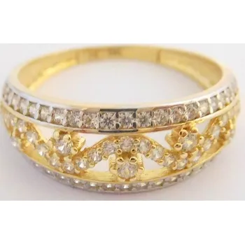 Prsten Klenoty Budín Mohutný zlatý prsten posetý zirkony 585/1,80gr vel. 52 HK1070 (Klenoty Budín Mohutný zlatý prsten posetý zirkony 585/1,80gr vel. 52 HK1070)