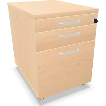 Zásuvkový kontejner Kontejner pojízdný, 2 zásuvky + kartotéka, barva javor, v x š x h: 600 x 430 x 600 mm