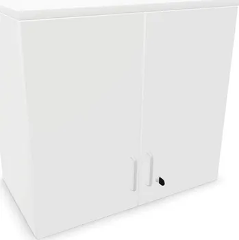 Policová skříň Kancelářská skříň - dveře dvoukřídlé, nástavec, v x š x h: 740 x 800 x 445 mm, barva bílá