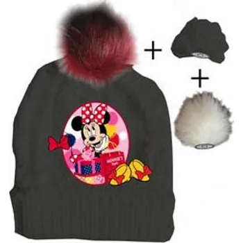 Čepice SUN CITY Kulich čepice Minnie - 3 vyměnitelné bambulky černá Velikost: 54