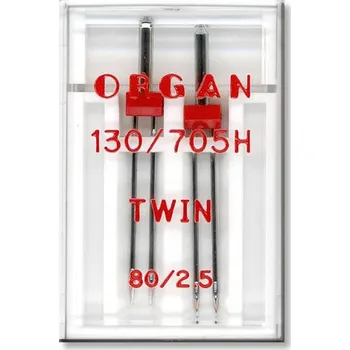 Jehlice Dvojjehla Organ 705H vel. 80, rozteč 2.5