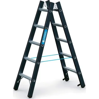 Schůdek Dvoustranný žebřík, nosnost 250 kg, výška 1500 mm, 2 x 5 stupňů