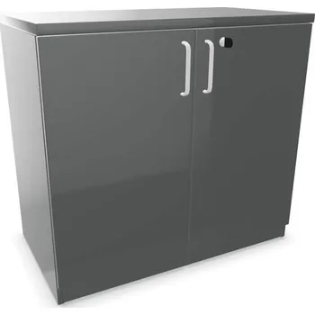 Policová skříň Kancelářská skříň - dveře dvoukřídlé, v x š x h: 740 x 800 x 445 mm, barva tmavě šedá
