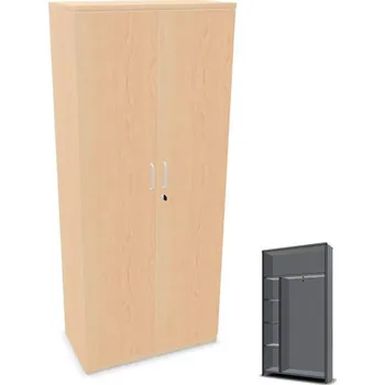 Policová skříň Šatní kancelářská skříň s policemi, v x š x h: 1895 x 800 x 445 mm, barva javor