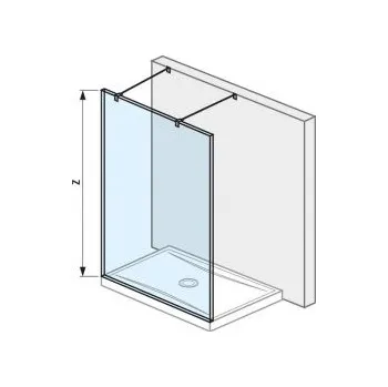 Sprchové dveře Jika Pure - Skleněná stěna pevná včetně dvou vzpěr, 1200x2000 mm, s úpravou Jika Perla Glass H2674200026681