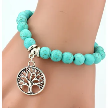 Náramek Náramek z tyrkysových korálku - life tree / strom života