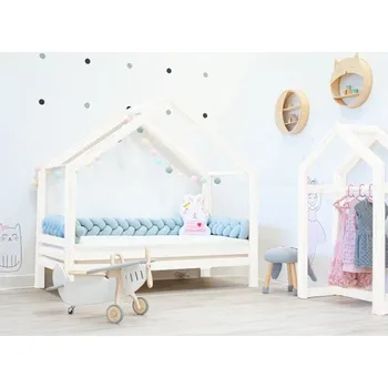 Dětská postel ELIS DESIGN Domečková postel dominant s volitelnou zábranou premium bílá rozměr lůžka: 70 x 140 cm, šuplík, nožičky: s nožičkami, bez šuplíku, Zábrany: Žádná