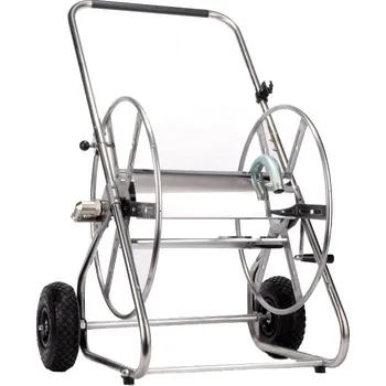 Držák na zahradní hadici Pojízdný naviják hadic nerezový (80 m 1")