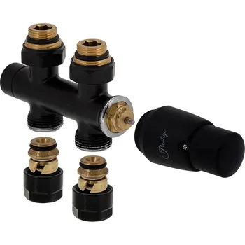 Instalatérský materiál Vario Term Základní sada přímého ventilu 344, středové připojení, 50 mm Barva: Černá, Svěrné spojky: 2x CU 15x1 mm