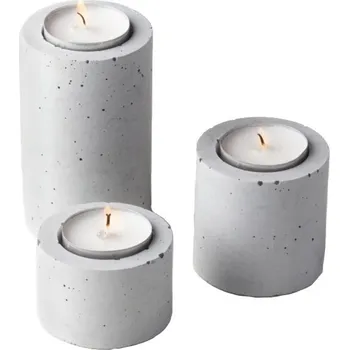 Svícen Švec beton Betonové svícny - TRES - Silver