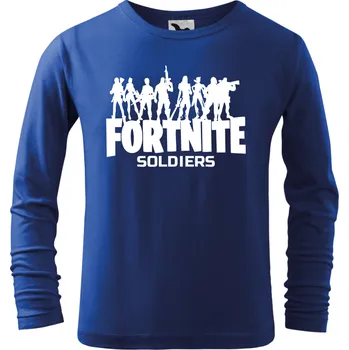 Chlapecké tričko Dětské tričko Fortnite Soldiers s dlouhým rukávem modré