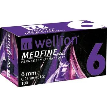 Injekční stříkačka WELLION MEDFINE PLUS JEHLY PRO INZULÍNOVÁ PERA JEHLY PRO VŠECHNA INZULÍNOVÁ PERA, VEL. 31G X 6MM