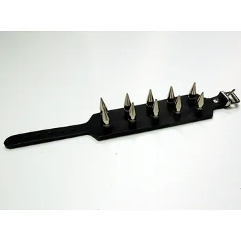 Náramek Kožený náramek stahovák dvouřadý s hroty STX-WB103 Velikost: UNI