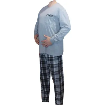 Pánské pyžamo xcena Pyžama pánské bavlněné dlouhá nohavice šedá XL