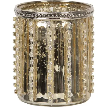 Svícen Zlatý skleněný svícen na čajovou svíčku Sinjon - Ø 8*9 cm