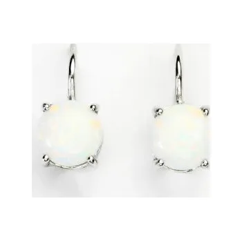 Náušnice Zlaté náušnice,bílé i žluté zlato,syntetický bílý opál - NK 1252 (opál 7 mm)