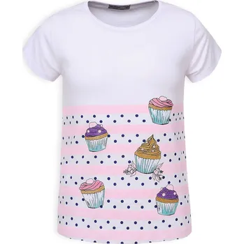Dívčí tričko Dívčí tričko GLO STORY CUPCAKES růžové proužky Velikost: 98