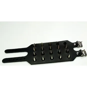 Náramek Kožený náramek stahovák čtyřřadý s hroty STX-WB142 Velikost: UNI