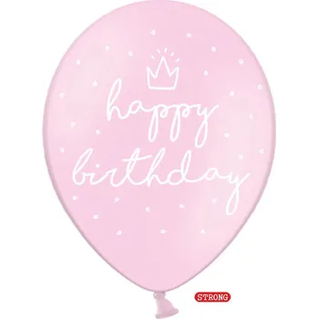 Balónek Balónky pastelově růžové s nápisem Happy Birthday 30 cm strong, 6 ks