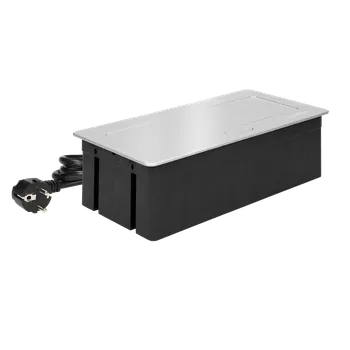 Elektrická zásuvka Výklopná elektrická zásuvka MODULOVÝ SYSTÉM, stříbrná, oblé hrany s kabelem (s kabelem 1,5m (výklopné zásuvkové moduly))