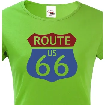 Dámské tričko Dámské tričko - Route 66, Barva Zelená, Velikost S, Canvas Dámské tričko s krátkým rukávem Bezvatriko.cz 1