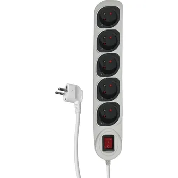 Přepěťová ochrana Přepěťová ochrana DPM FMP8115 , 5 zásuvek, uzemnění, 1,5m, šedá/bílá 38FMP8115