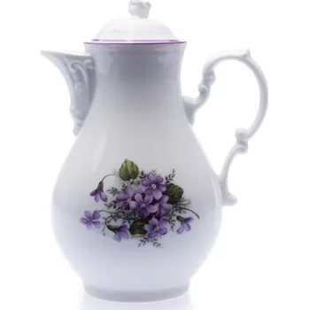 Konvice na čaj Český porcelán, a.s., Dubí Konvice kávová, 0,90 l, fialky, Český porcelán Dubí