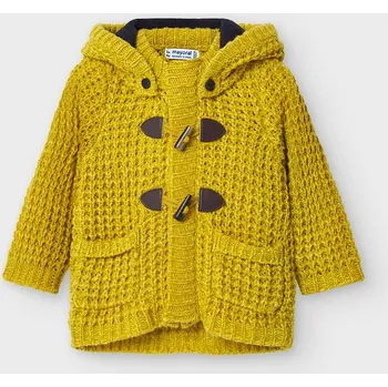Mayoral Chlapecký svetr na zip s kapucí 2354-10 barva: žlutá - limetková, Rozměr: 68