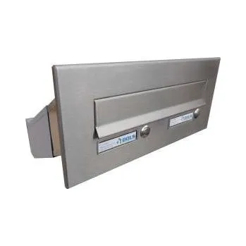 Poštovní schránka DOLS Poštovní schránka D-041 šikmá do sloupku + čelní deska s 2x zvonkem ČD-3 - NEREZ