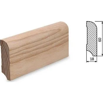 soklová lišta NOVÁK Podlahová - soklová lišta 60x18 jasan surový JA6018