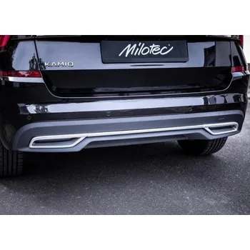 Tuning Milotec "Dummy" koncovky výfuku s dekor lištou nárazníku pro Škoda Kamiq, r.v. 2019-, Alu Brush