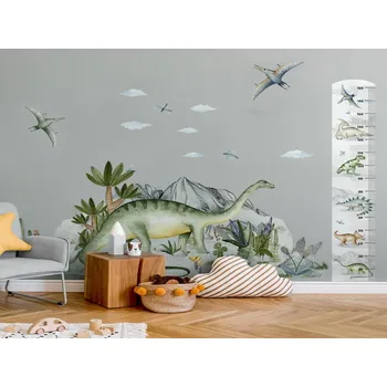 Samolepící dekorace Yokodesign Set - nálepky Dinosauři, Pterosauři v oblacích, Brontosaurus