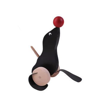 Dřevěná hračka Plácačka lachtan s míčkem Modrá