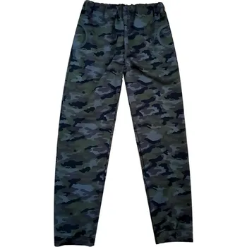 Betty Mode (ušito v ČR) Chlapecké bavlněné tepláky (úzký střih) zelený maskáč