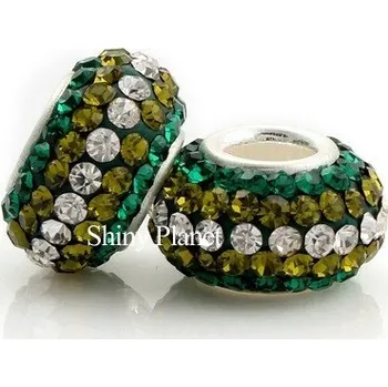 Souprava šperků Korálek s velkým průvlekem a šatony, Emerald Olivín Crystal, AG 925 Z 389-1