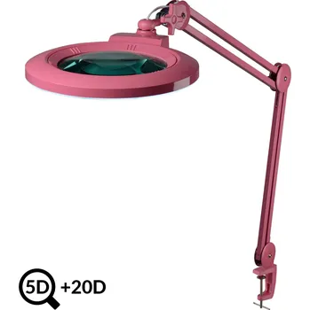Lupa Růžová kosmetická LED lampa s lupou IB-178, průměr 178mm, 5D+20D