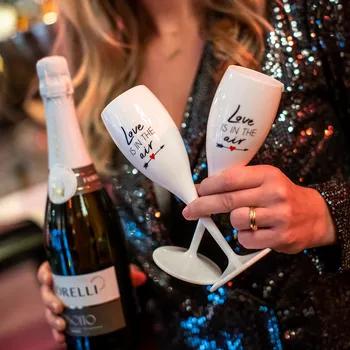 Sklenice CHEERS NO.1 LOVE IS IN THE AIR, sklenice na sekt 100ml KOZIOL, bílá (Barva-bílá)