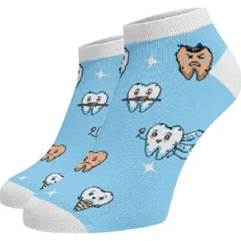Dámské ponožky Veselé kotníkové ponožky Zuby Blankytná Bavlna 35-38