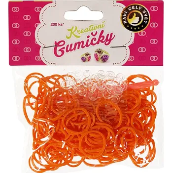 Gumičky Loom Bands (35) Loom Bands Pletací gumičky tmavě oranžové 200ks + háček