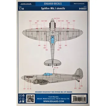 Plastikový model 1/48 Decals Spitfire Mk.I stencils (EDU)