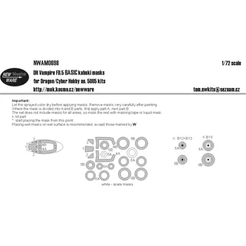 Plastikový model 1/72 Mask DH Vampire FB.5 BASIC (DRAG/CYBBERH)