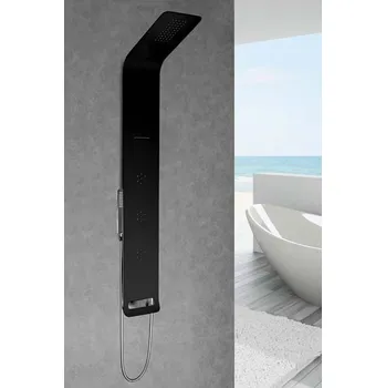 Sprchový panel Sanjet ASTREA BLACK Sprchový panel s termostatickou baterií 147 cm, černý matný, ASTNB